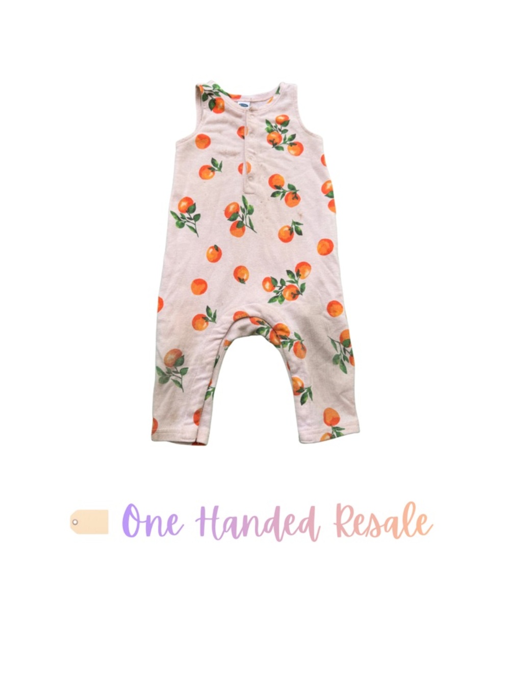 🍊 Old Navy Peach Orange Print Sleeveless Baby Romper Oranges 6-12M